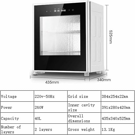 40L Electric Dough Proofer Machine, Humidity and Temperature Control,Bread Fermentation Machine,Smart Panel for Making Bread, Rice Wine, Toast, Yogurt