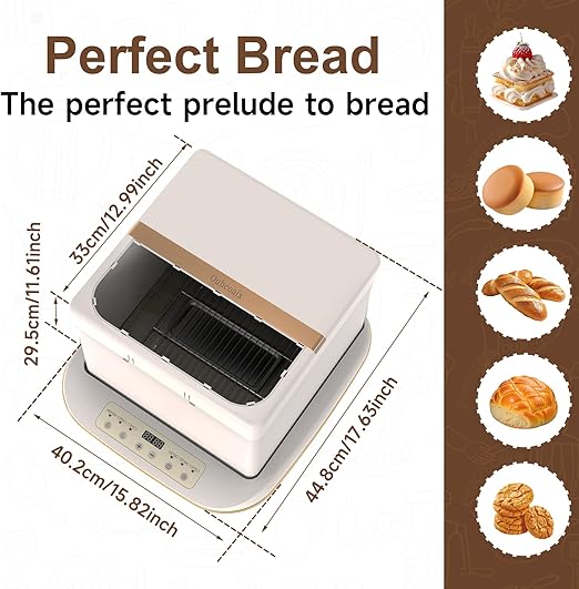 Folding Proofer Bread Proofing Box & Slow Cooker with 0-120℃ Temp Control & 10 H Timer Proofing Box for Sourdough, Bread Baking, Pizza, Yogurt Sourdough Starter Kit for Home Baking Bread Lovers
