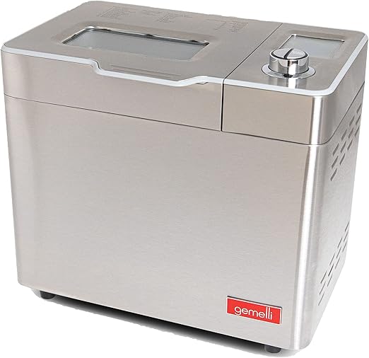 Gemelli Home™ 2LB Artisan Bread Maker, Stainless Steel w/ 21 Functions, Ceramic Pan, Fruit/Nut Dispenser, 3 Loaf Sizes, 3 Shades, Gluten-Free Settings